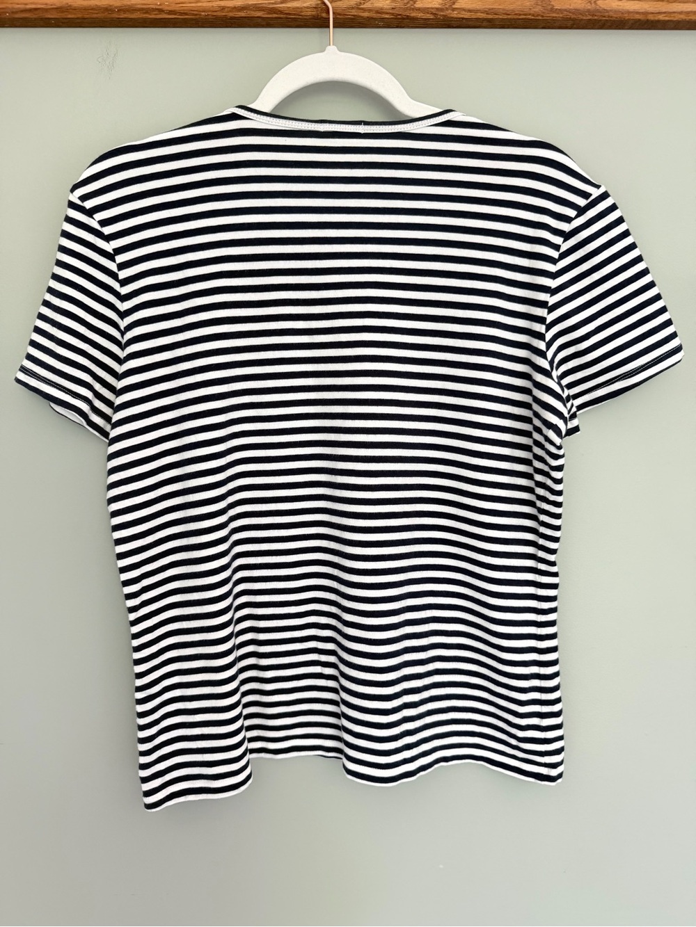 J. McLaughlin "Allie" Navy White Stripe Cotton Blend Nautical Short Sleeve Tee - Picture 8 of 15